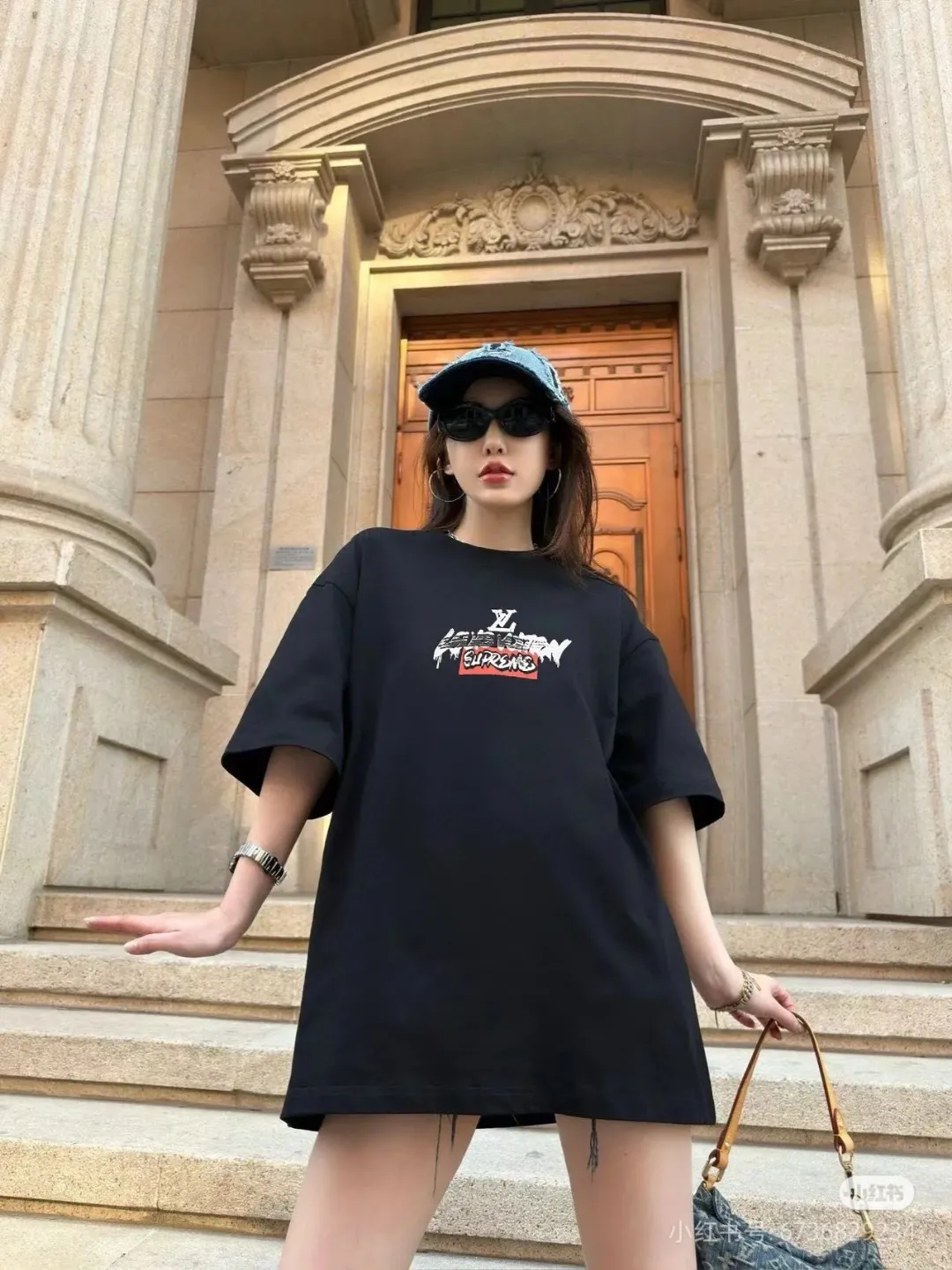 Louis Vuitton & Supreme joint logo graffiti printed short sleeves